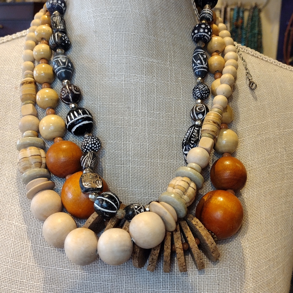 3- Handcrafted Multi-Color Beaded Necklace’s. Wear alone or layered.